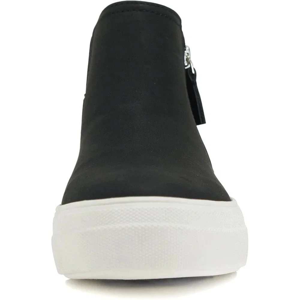 Women's Platform Ankle Boot Sneakers Black Side Zip Casual Size 6